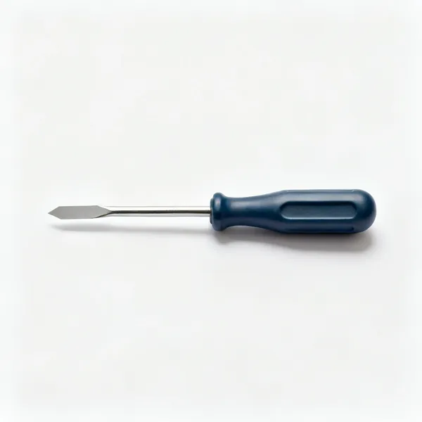 Flat screwdriver: A flat blade screwdriver with a moulded plastic handle