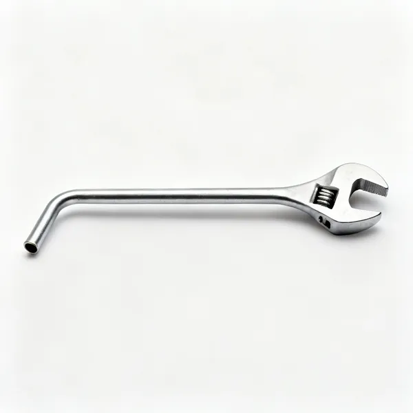 Tap backnut spanner: A cranked tap backnut box spanner, a thin steel tube bent at one end