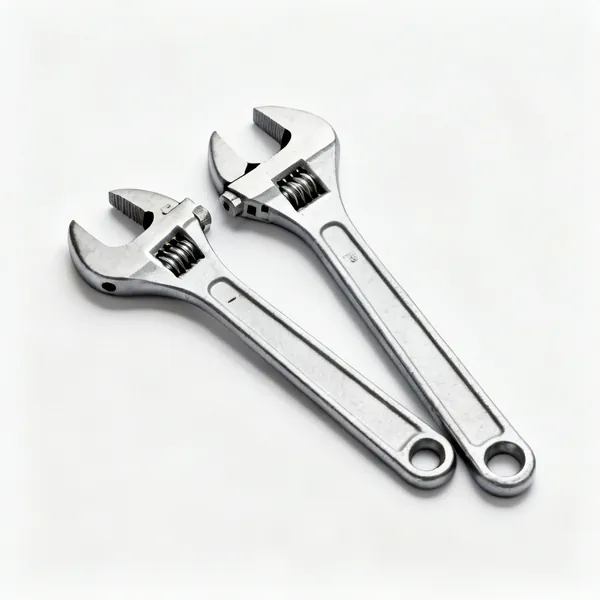 Two adjustable spanners of different sizes with knurled adjusting screws