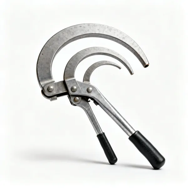 Spare bender formers: A pair of curved metal pipe bender formers of different sizes