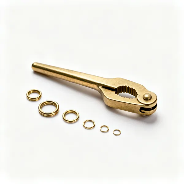 Compression olives: An assortment of small brass compression olive rings of different sizes