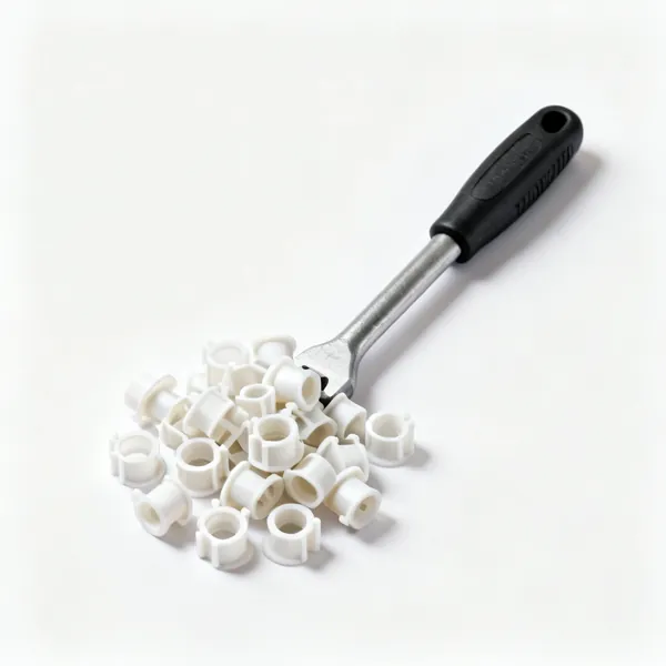 Pipe inserts: A handful of small plastic pipe support inserts