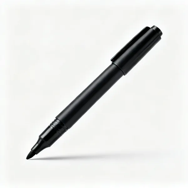 A black permanent marker pen with the cap off
