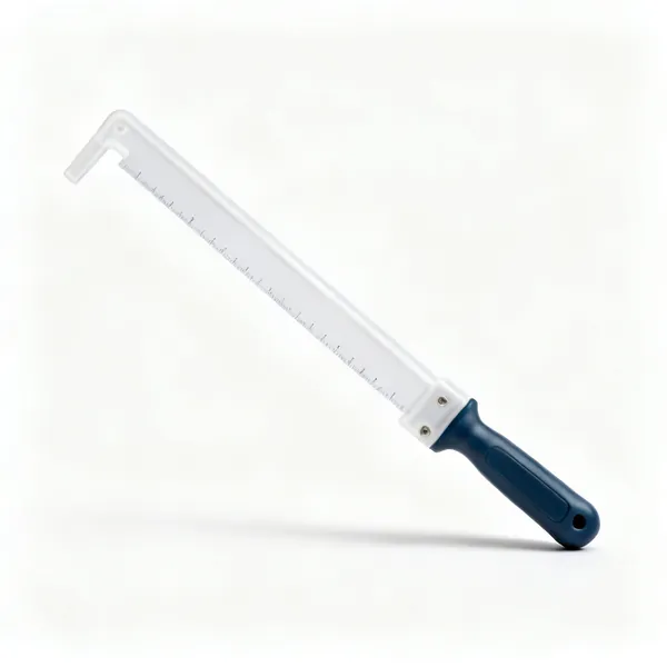 A flexible plastic pipe marking template wrap with a straight edge