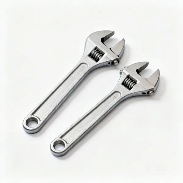 Two adjustable spanners of different sizes with knurled adjusting screws