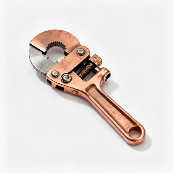 Wheel pipe cutter: A copper pipe cutter with a cutting wheel, two rollers and a knurled adjusting knob