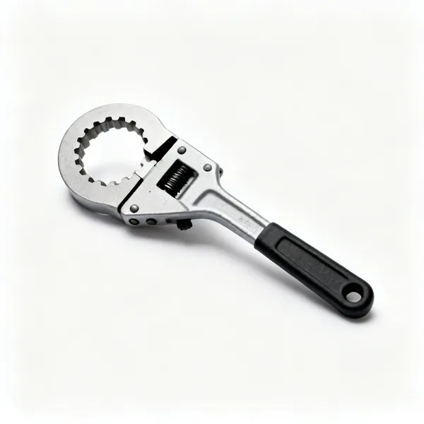A pipe slice cutter, a small circular ratcheting ring tool sized to fit around a pipe