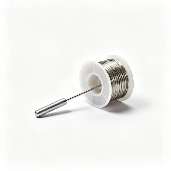Lead free solder: A coil of lead free plumbing solder wire on a small reel