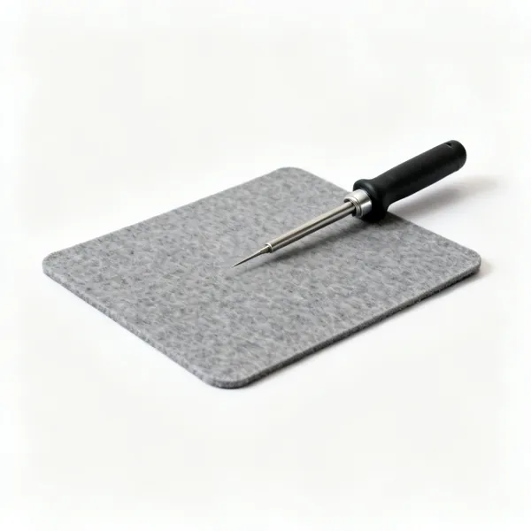 Heat proof mat: A grey fibre heat proof soldering mat, a flat rectangular pad