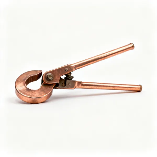 Lever pipe bender: A lever type copper pipe bender with two long handles and a curved former