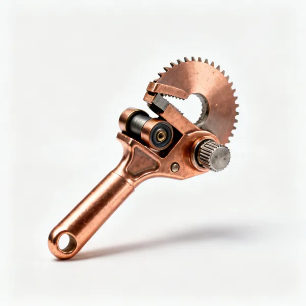 Wheel pipe cutter: A copper pipe cutter with a cutting wheel, two rollers and a knurled adjusting knob