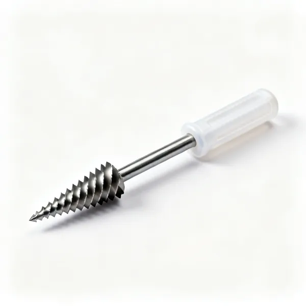 A pipe deburring reamer with a conical fluted blade and a plastic handle