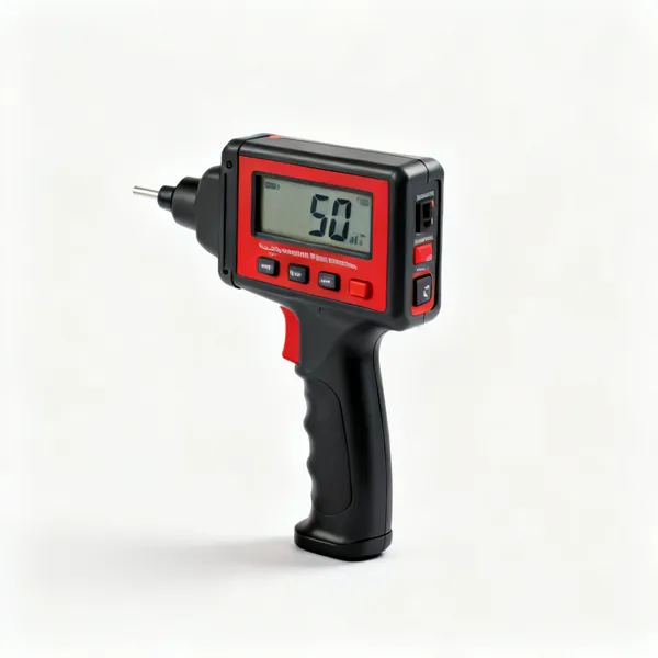 A handheld electronic stud and pipe detector with a digital display