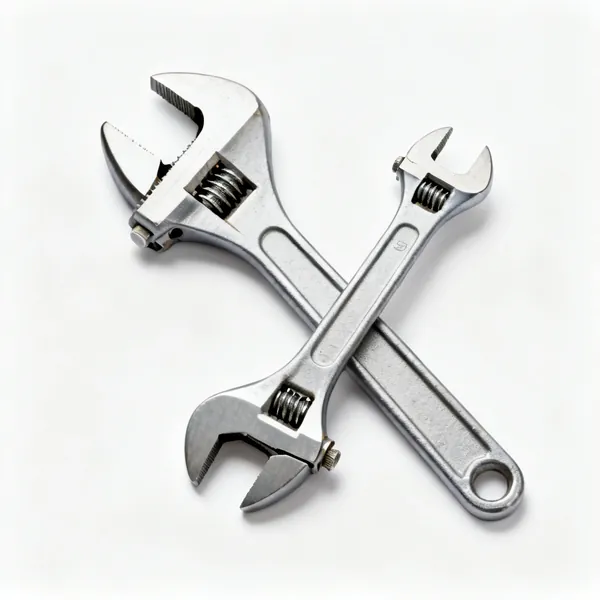Two adjustable spanners of different sizes with knurled adjusting screws