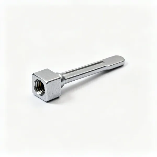 A small steel radiator bleed key with a square socket end and a flat handle