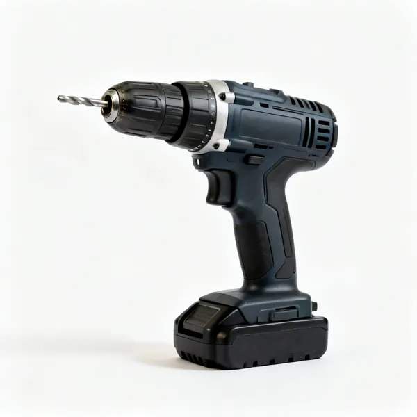 A cordless drill driver with a battery, chuck and pistol grip