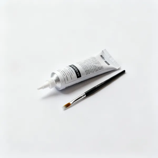 Filler and touch up: A tube of decorators filler with a nozzle beside a small paint brush