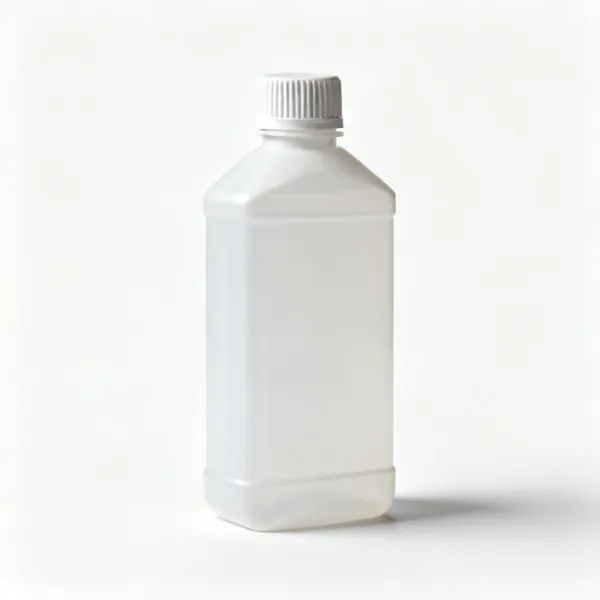 A plastic bottle of central heating system inhibitor with a screw cap