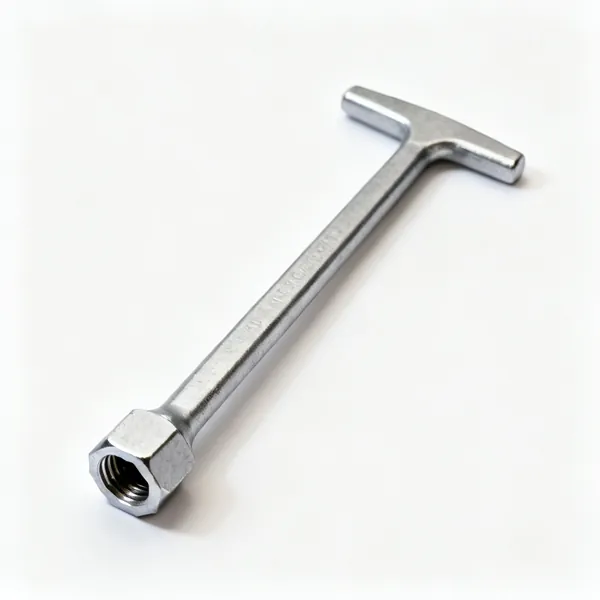 Radiator tail key: A steel radiator tail fitting key with a hexagonal end and a T handle