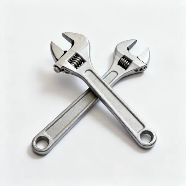 Two adjustable spanners of different sizes with knurled adjusting screws