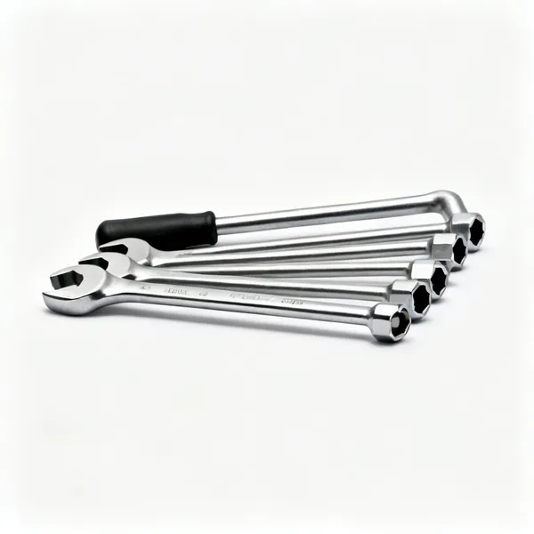 Box spanner set: A set of steel box spanners, thin hexagonal tubes with a tommy bar
