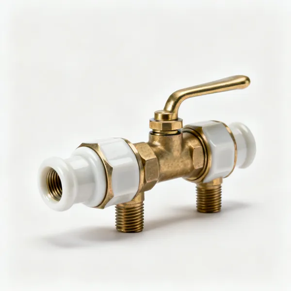 Ceramic cartridges: A pair of ceramic tap cartridges with brass bodies and splined spindles