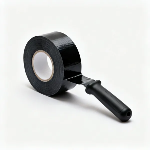 Self-fusing tape: A roll of black self fusing silicone repair tape partly unwound