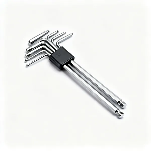 Small hex keys: A set of small hex allen keys of graduated sizes fanned out