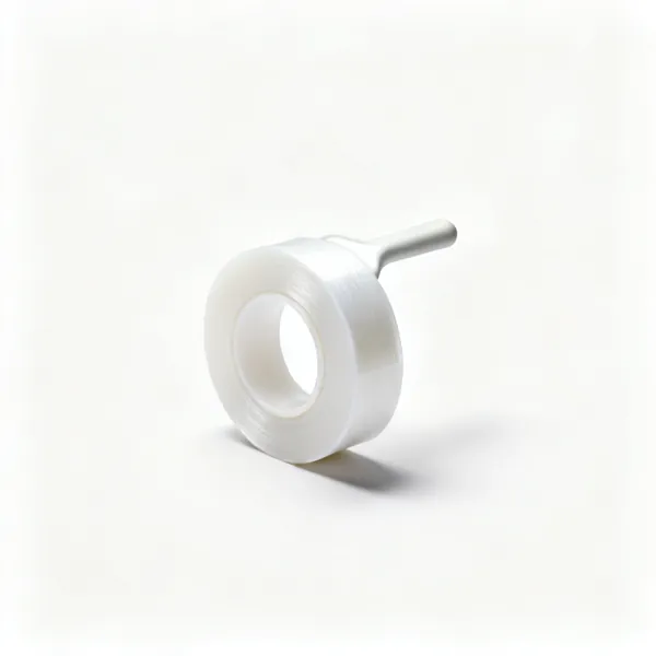 PTFE tape: A roll of white PTFE plumbers thread seal tape partly unwound