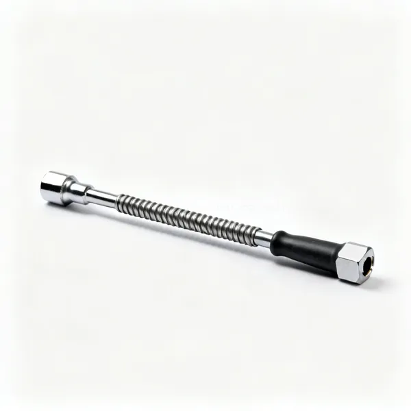 Flexible drive extension: A flexible drive socket extension with a coiled shaft and square drive ends