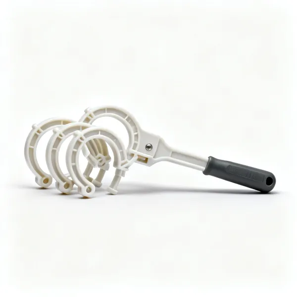 Push fit release tool: A set of plastic push fit pipe release tools, horseshoe shaped collar clips