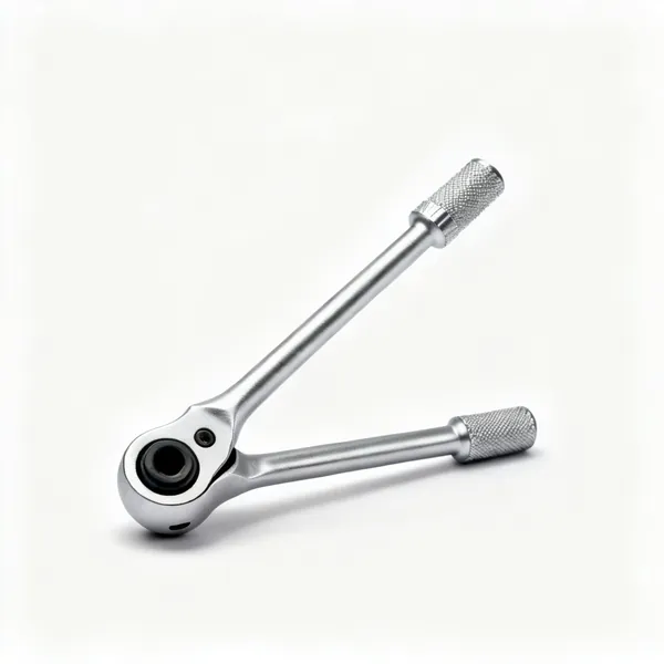 Low profile ratchet: A low profile stubby ratchet handle with a very slim head and short knurled grip
