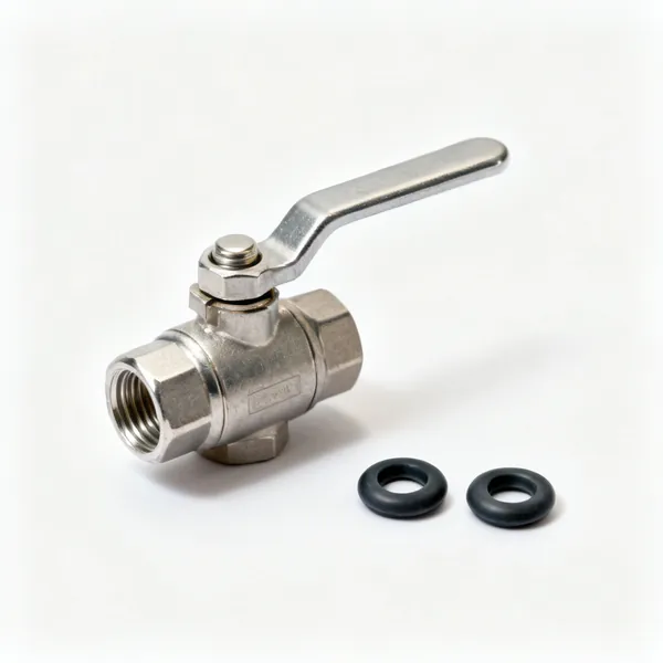 Two small rubber ball valve diaphragm washers