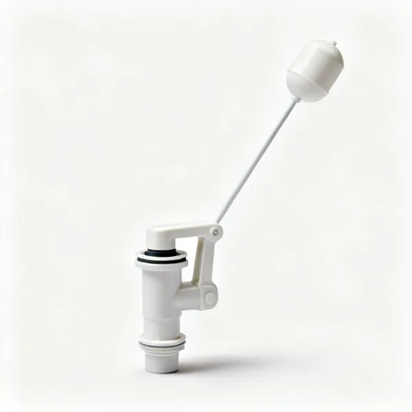 A plastic toilet cistern inlet fill valve with a float arm