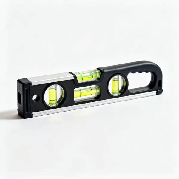 A small torpedo spirit level with three vials