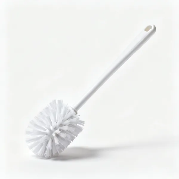 Stiff brush: A stiff bristled toilet brush with a long plastic handle