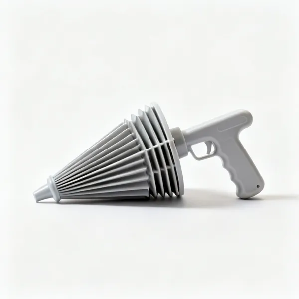 Accordion plunger: A plastic accordion bellows plunger with a concertina body and a moulded handle