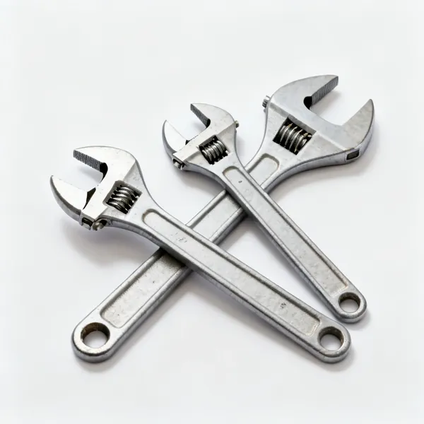 Two adjustable spanners of different sizes with knurled adjusting screws