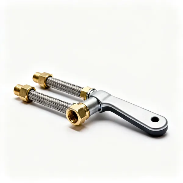 Flexible tap connectors: A pair of braided flexible tap connector hoses with brass nuts