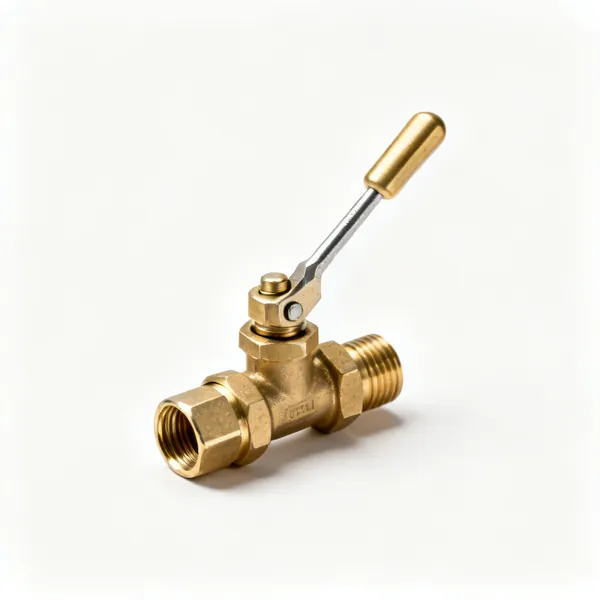 A pair of brass slotted screwdriver operated isolating valves with compression ends