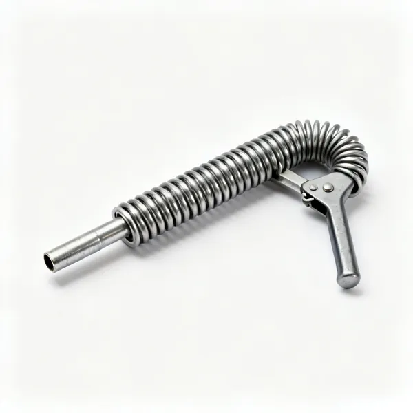 A coiled steel pipe bending spring