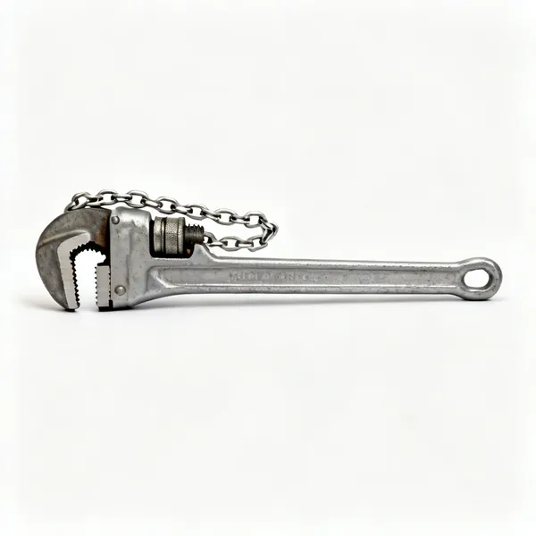 Chain wrench: A chain pipe wrench with a steel chain and handle