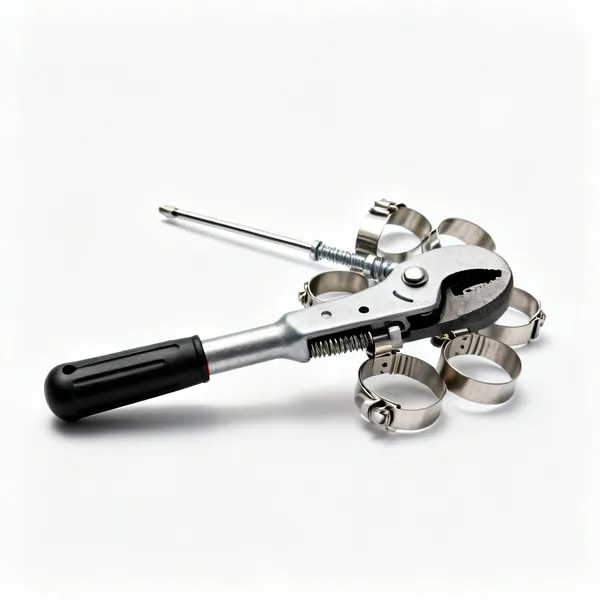 Hose clips and driver: An assortment of jubilee hose clips with a screwdriver