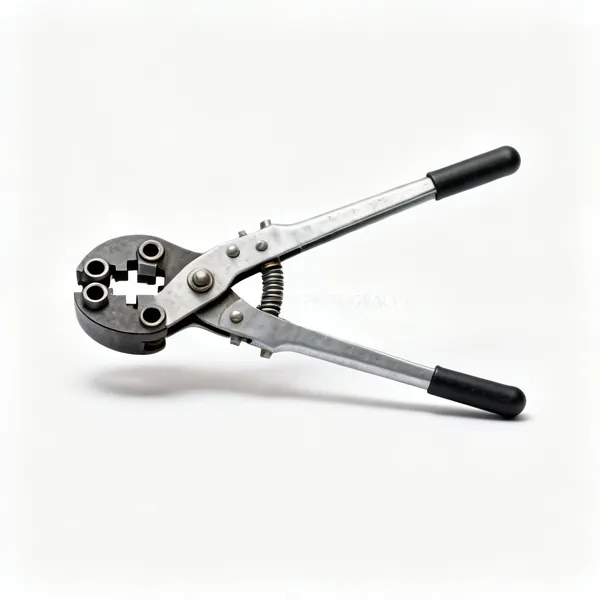 A scissor action pipe bender with formers and long handles
