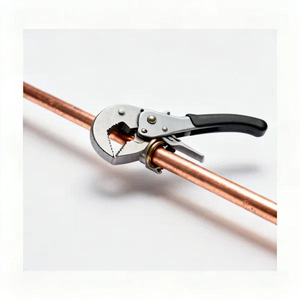 An automatic pipe slice cutter clipped around a copper pipe