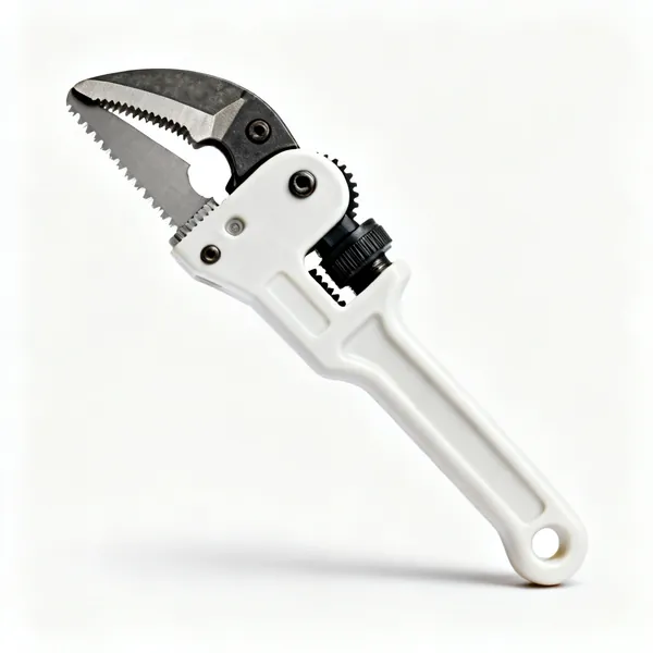 Ratchet pipe cutter: A ratchet action plastic pipe cutter with a large blade