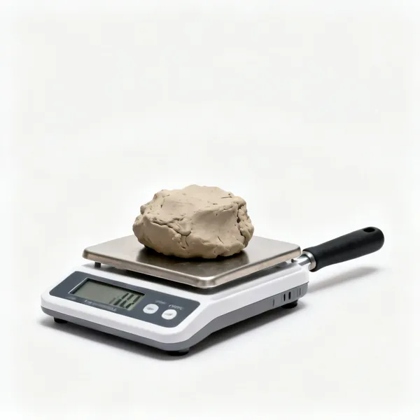 Digital scales with a lump of clay