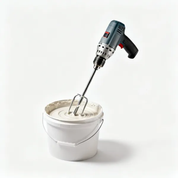 Glaze mixer: A drill mixing attachment in a bucket of glaze