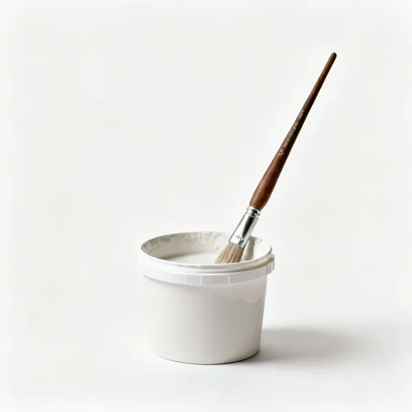A tub of kiln wash with a brush