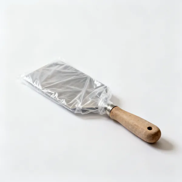 Plastic sheeting covering pottery work
